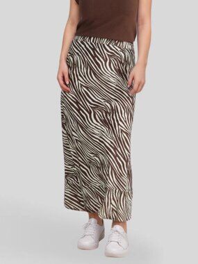 Brave+True Corinne Bias Cut Maxi Skirt – Tan Zebra – XL